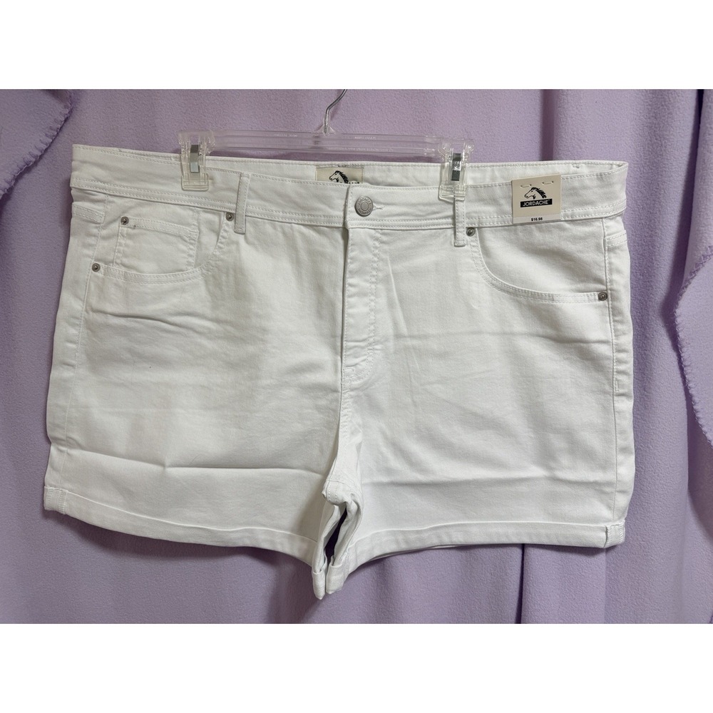 NEW Jordache Jean SHORTS boyfriend Roll Cuff Shorts White Denim Size 22